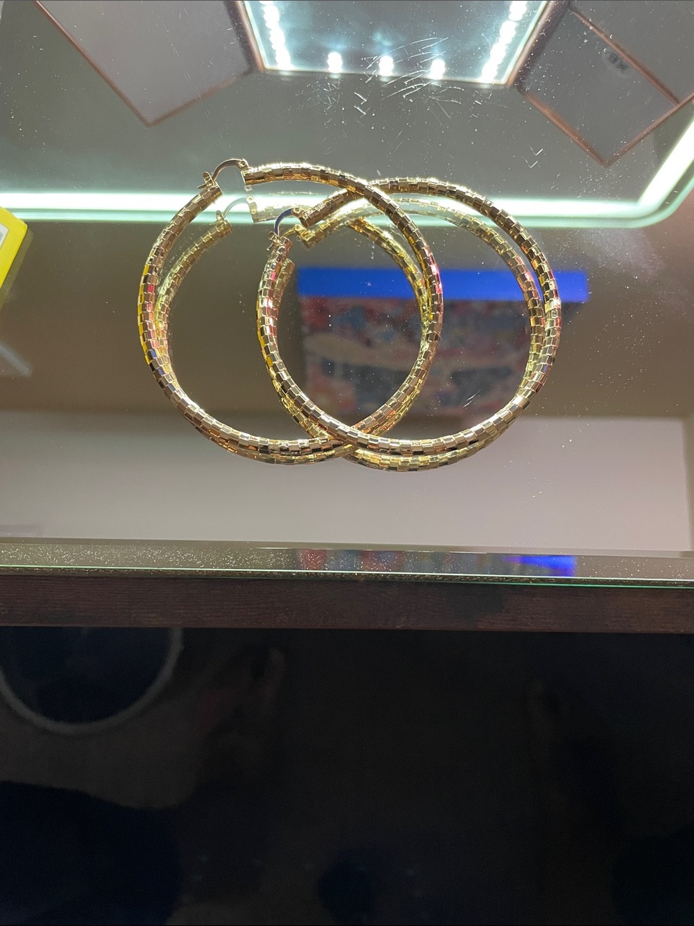 Gold Textured Hoop Earrings - Women Jewelry